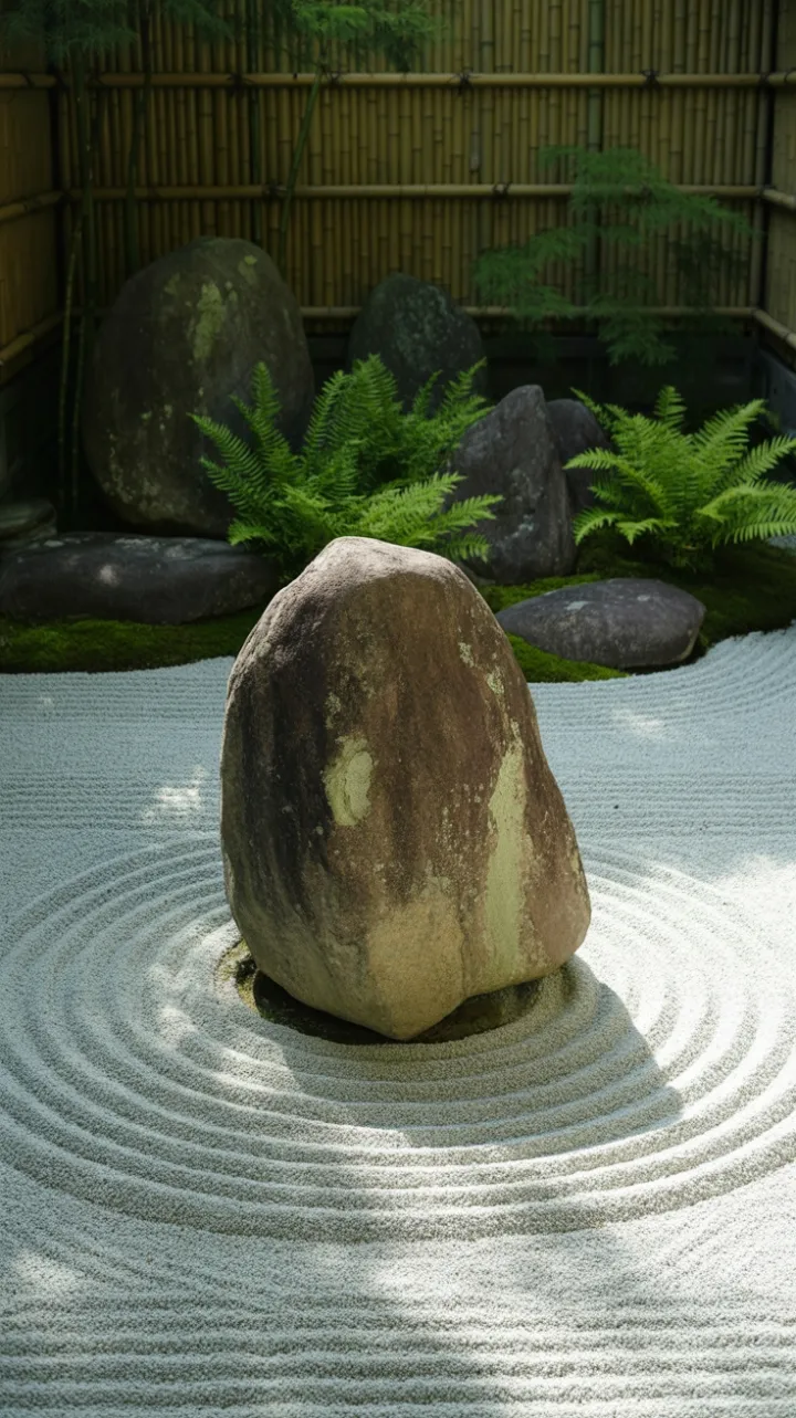 Mossbound Boulder at the Heart of Concentric Silence
