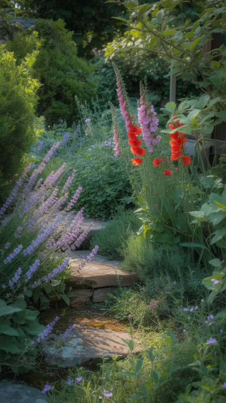 The Secret Garden Path Where Lavender and Poppies Dance