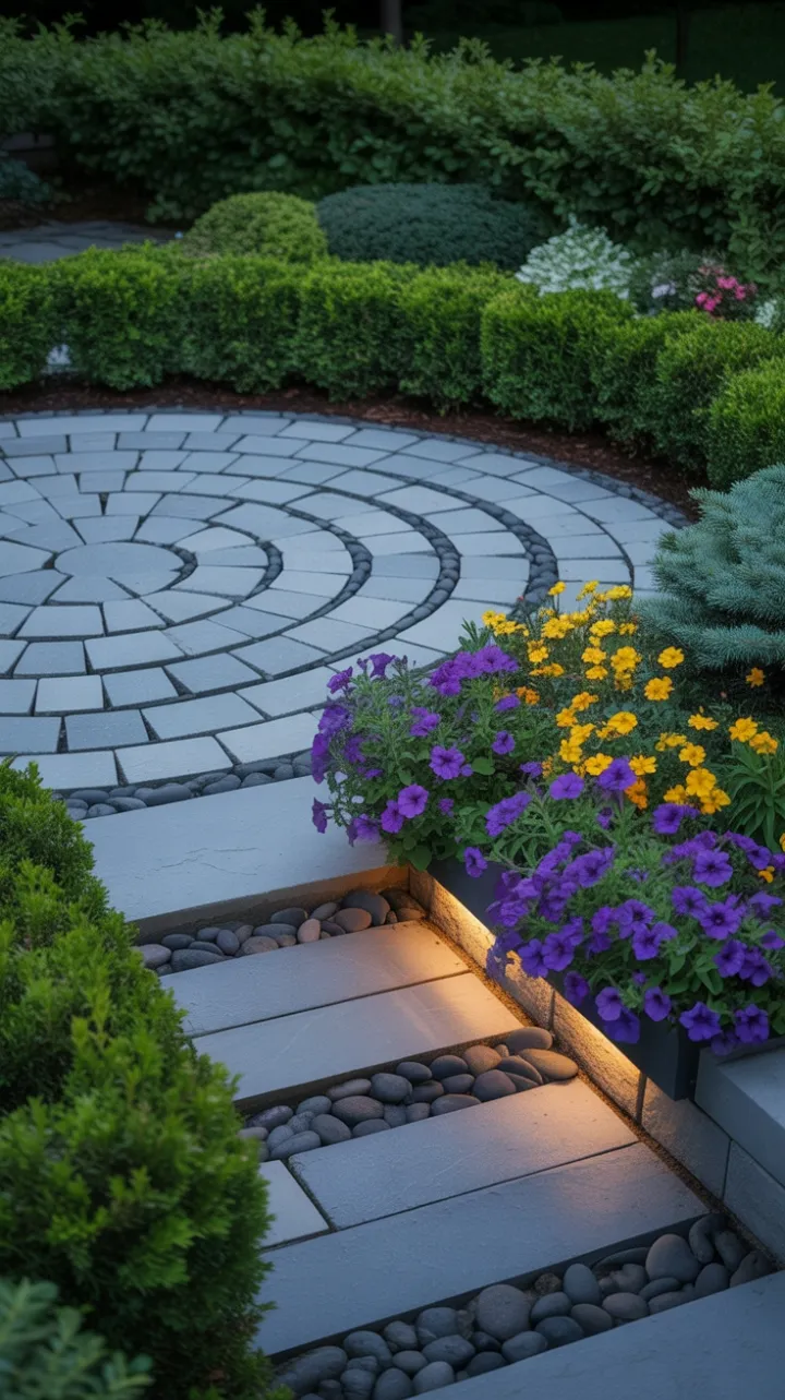 Spiral Stone Sanctuary Bathed in Warm LED Glow