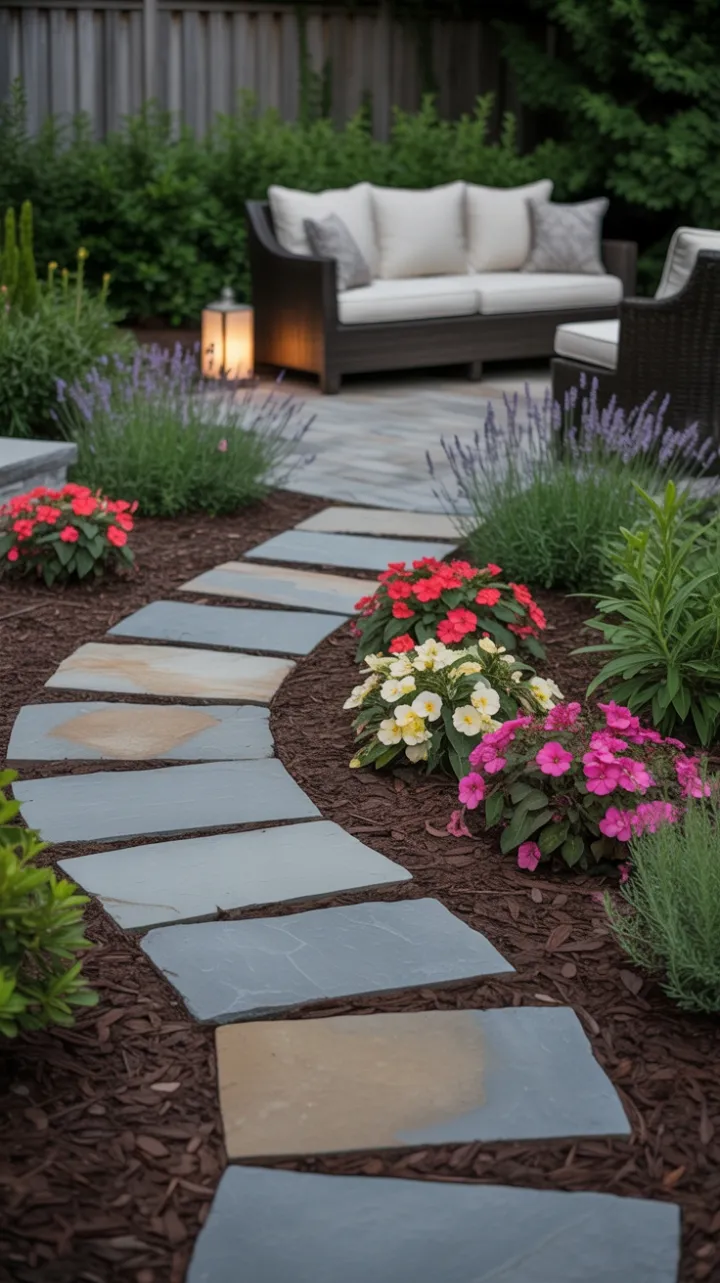 Winding Stone Path to a Cozy Twilight Garden Retreat
