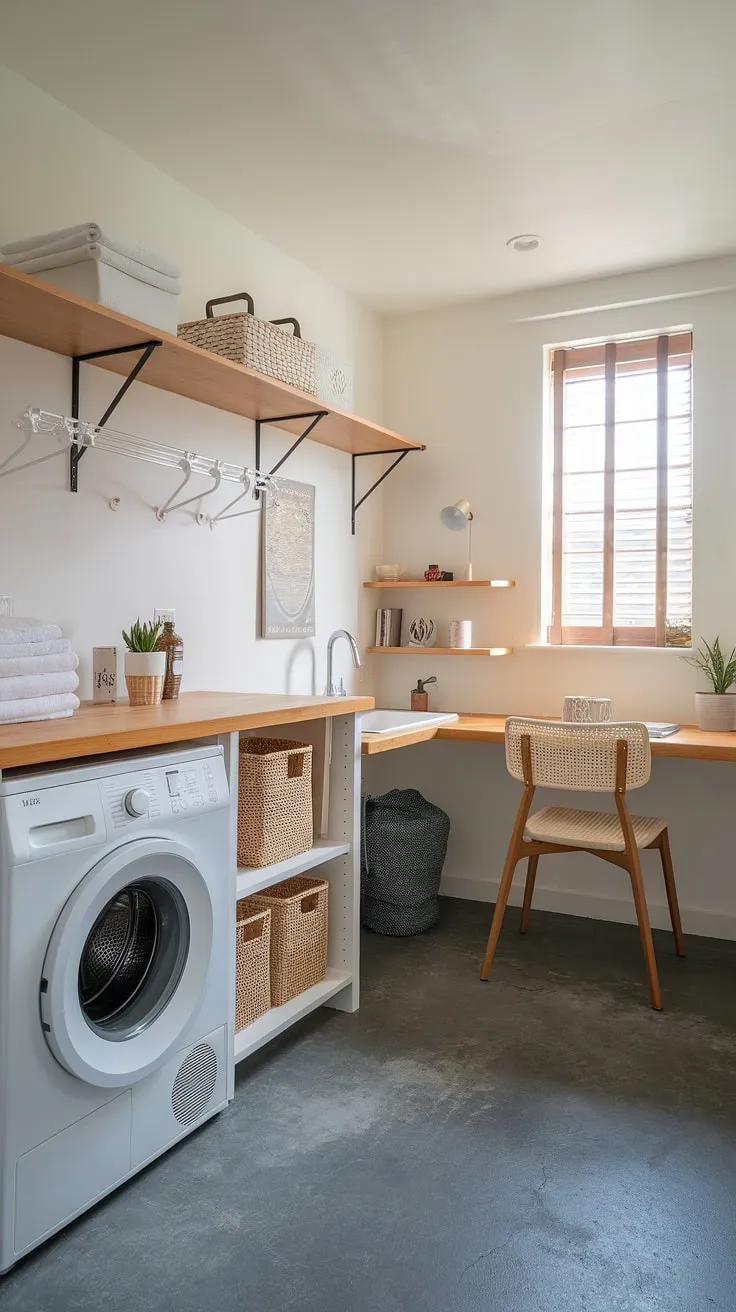My new laundry room office is a game changer!  This laundry room layout is everything I've ever wanted – a beautiful and efficient space where I can tackle laundry and work from home.  This laundry office combo is the ultimate in organized life, proving that even a house laundry room can be a dream laundry room.  Goodbye cluttered laundry room, hello productive and stylish workspace.