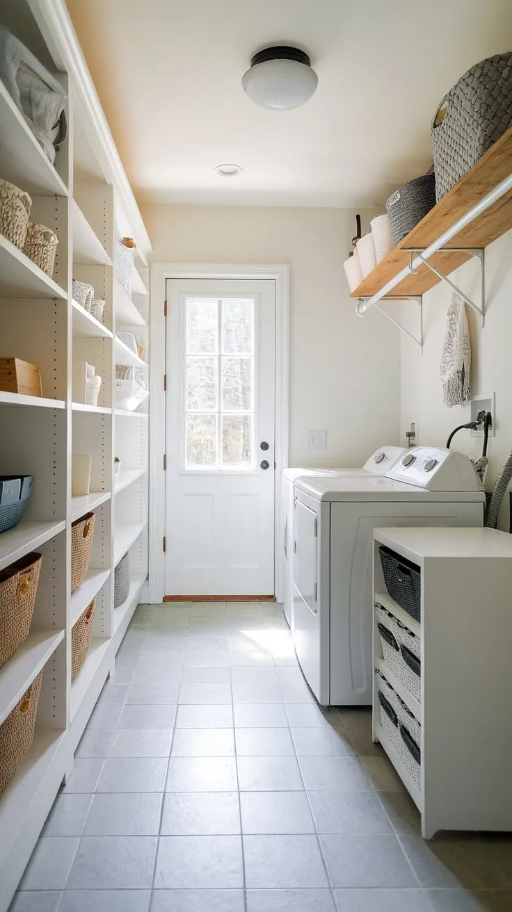 Clean lines, calming vibes: This minimalist interior design seamlessly blends living room kitchen functionality in an open plan kitchen dining space.  The perfect decoration inspiration for your dream house interior.
