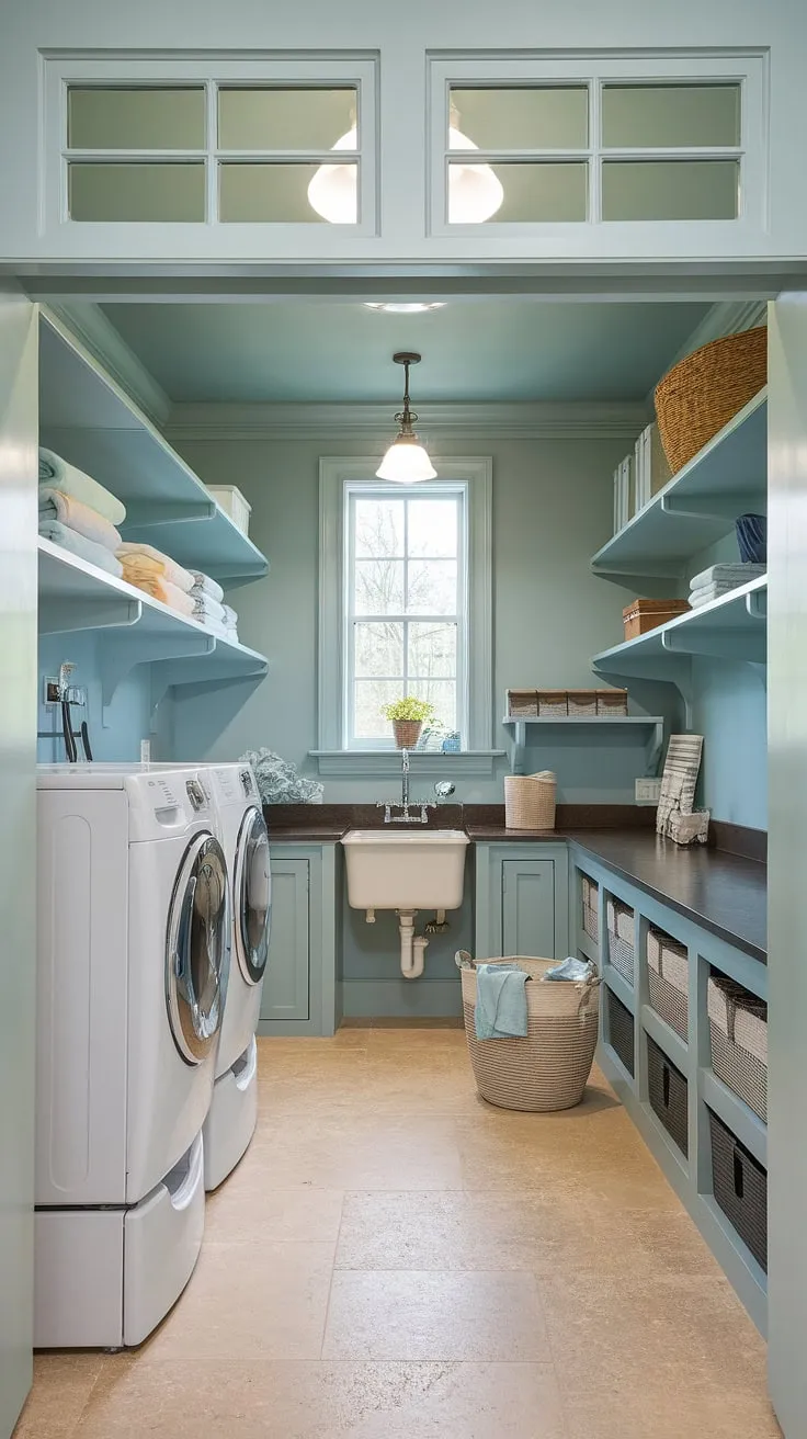 This walk-in pantry laundry room combo is the ultimate space-saving solution, exceeding all laundry room goals.  The scullery with laundry offers seamless functionality, blending practical storage with efficient cleaning.  These pantry laundry room ideas showcase the perfect blend of form and function, creating a dream scullery laundry room.  Consider this butler's pantry laundry room combo inspiration for your own combined laundry pantry.
