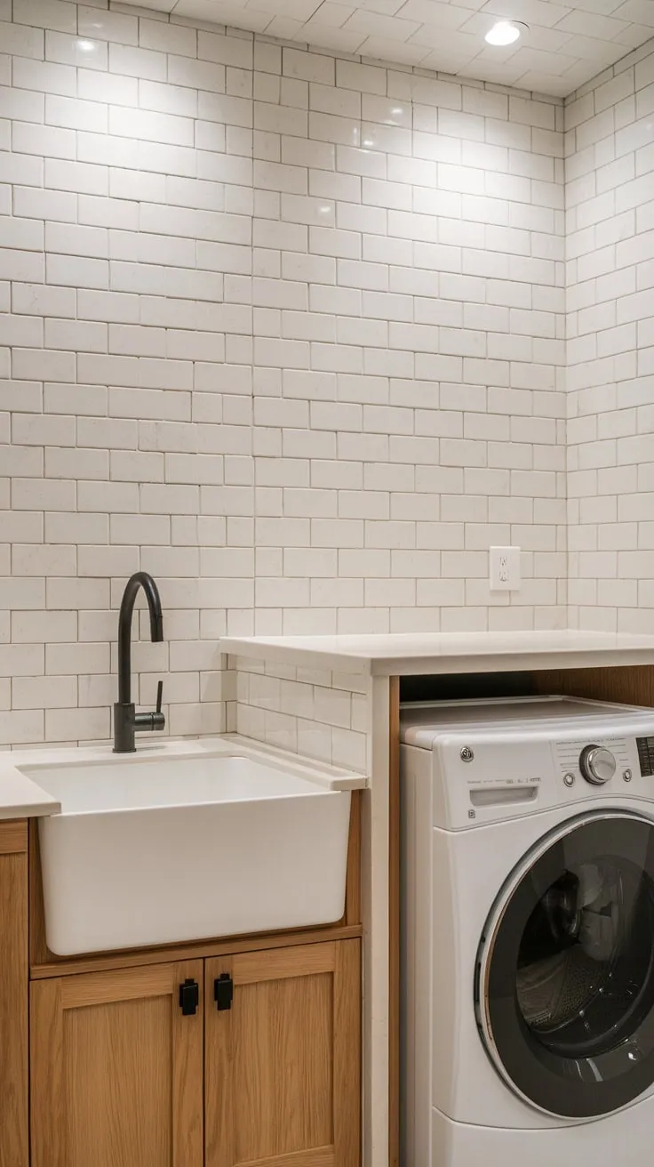 Sophisticated Style: Redefining Laundry Day with Classic Backsplash Design