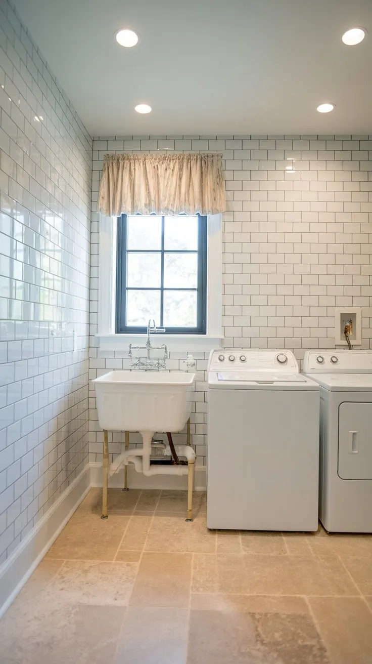 Elevate Your Laundry Room with a Glamorous Backsplash Design