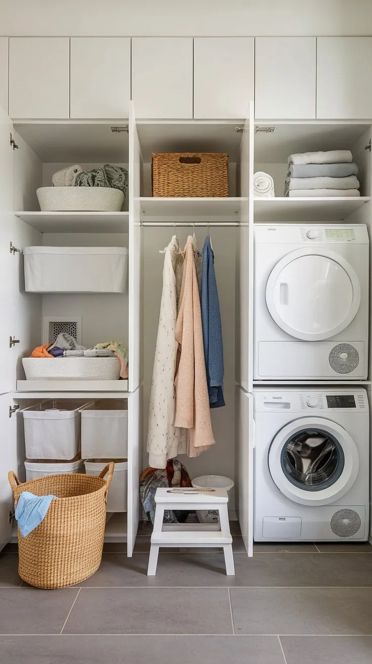 Transform your laundry room into a pet-friendly haven with these laundry room designs.  This dog laundry room space showcases how a little creativity can turn a mundane chore into a stylish and organized experience.  The thoughtful laundry room layouts and dedicated dog compartment make this laundry room renovation truly exceptional.