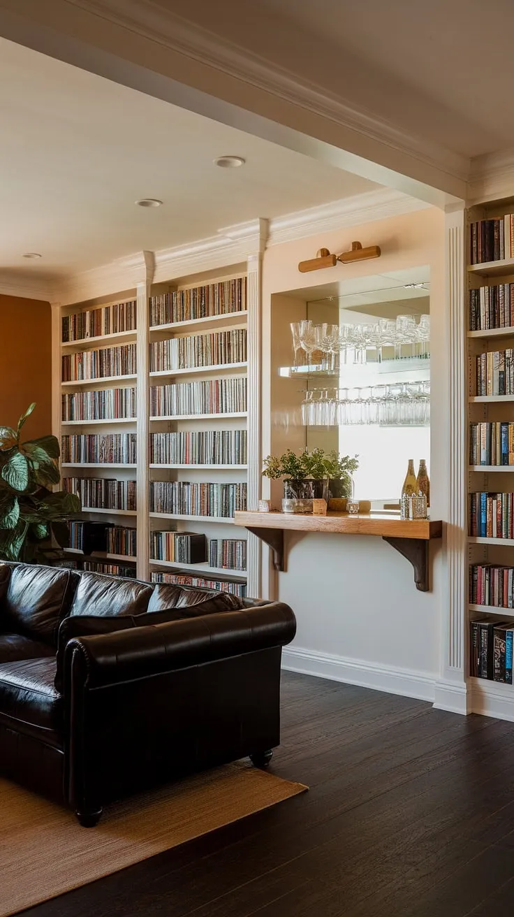 The perfect blend of literary indulgence and sophisticated relaxation. This home library bar, with its built-in bar and bookshelves, offers a haven for quiet contemplation and convivial gatherings.  The small library bar, nestled amongst the towering bookcase with bar, creates a unique space where the love of reading meets the art of mixology.