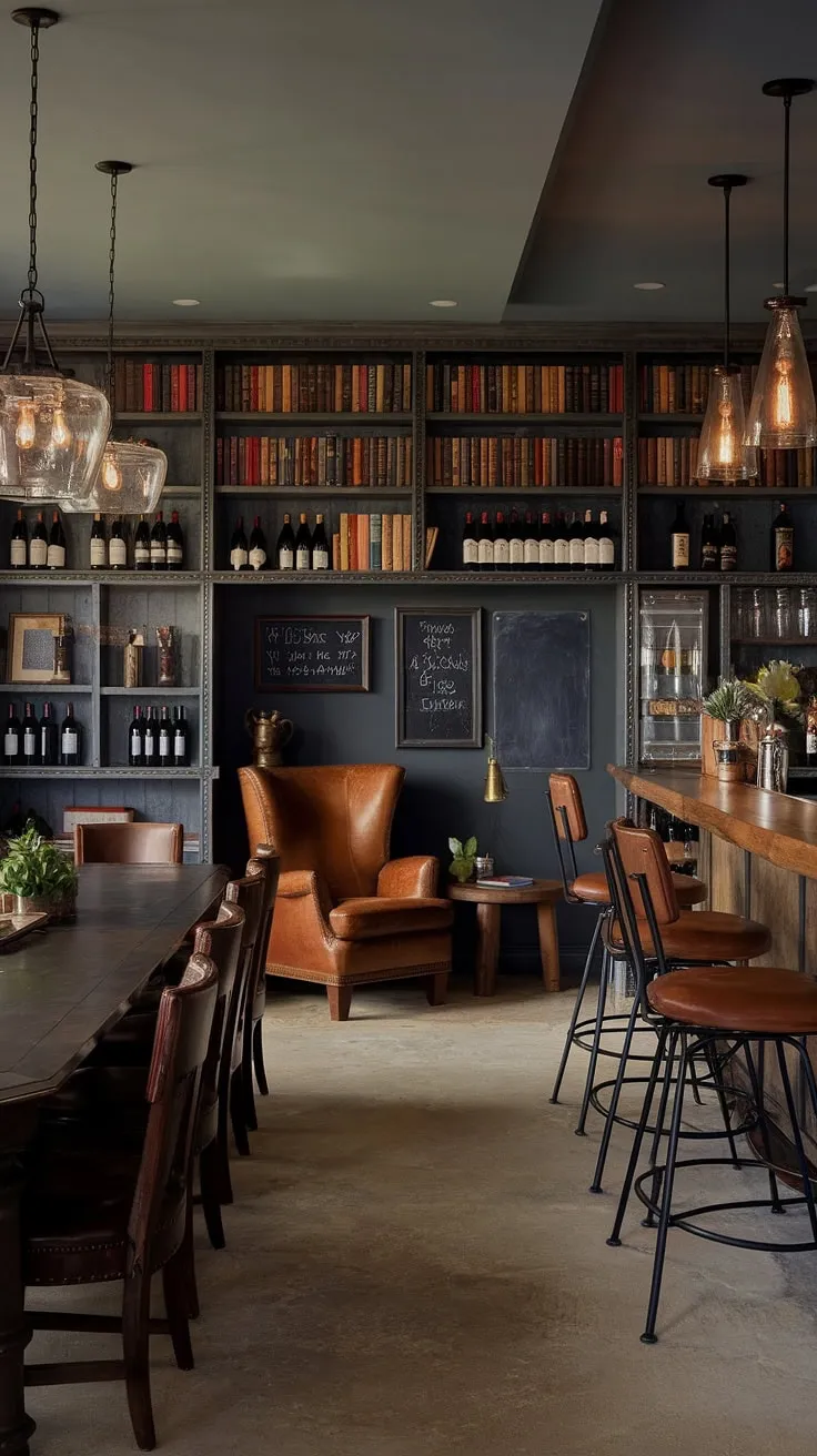 This masculine basement transcends expectations.  A moody wine room seamlessly blends with a library barroom, creating the ultimate man cave with bar.  The home office bar ideas are subtly incorporated, while the men's sitting room offers a quiet retreat.  Think bourbon room meets speakeasy – a sophisticated mancave design ideas haven.