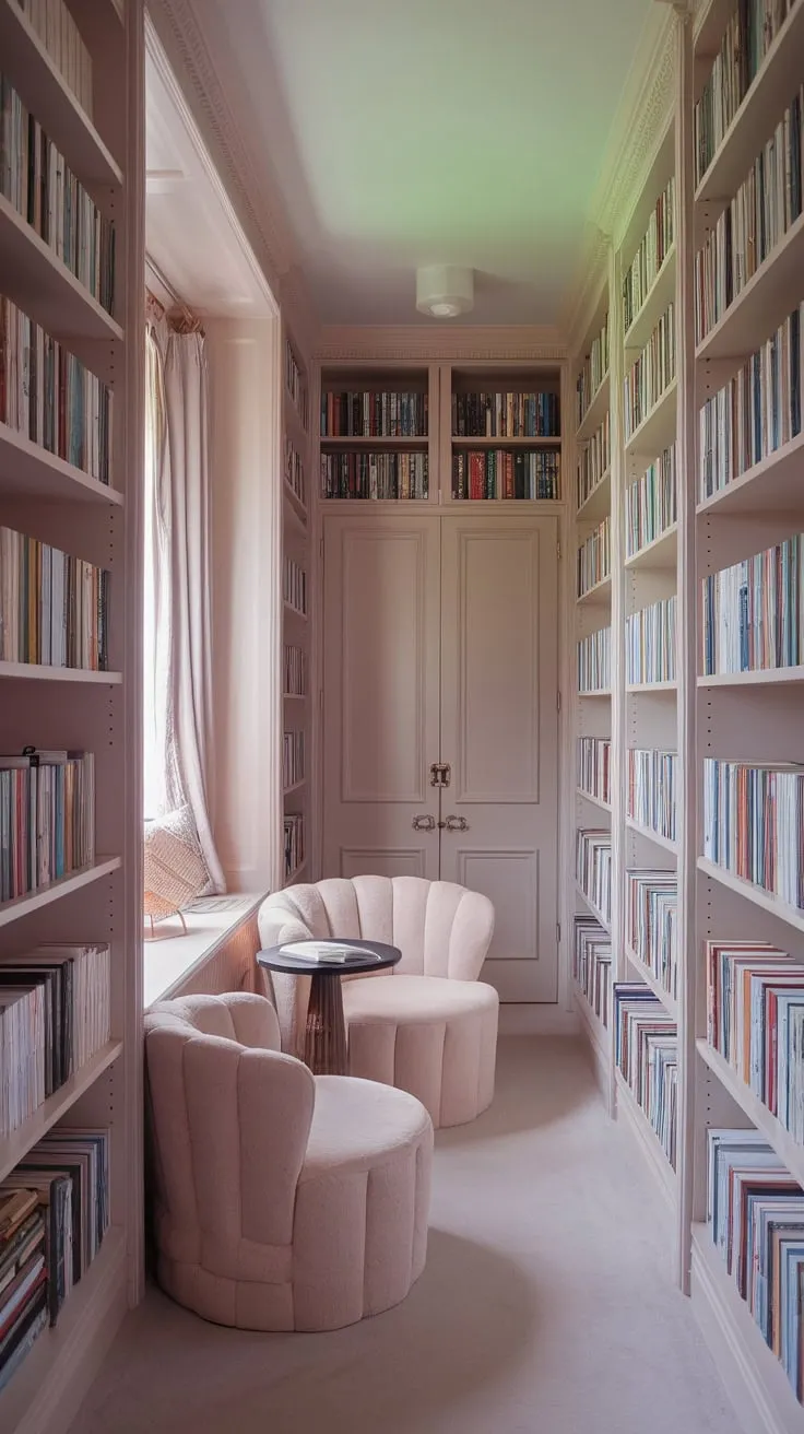Curl up in this cozy library-inspired bedroom, where books and comfort collide