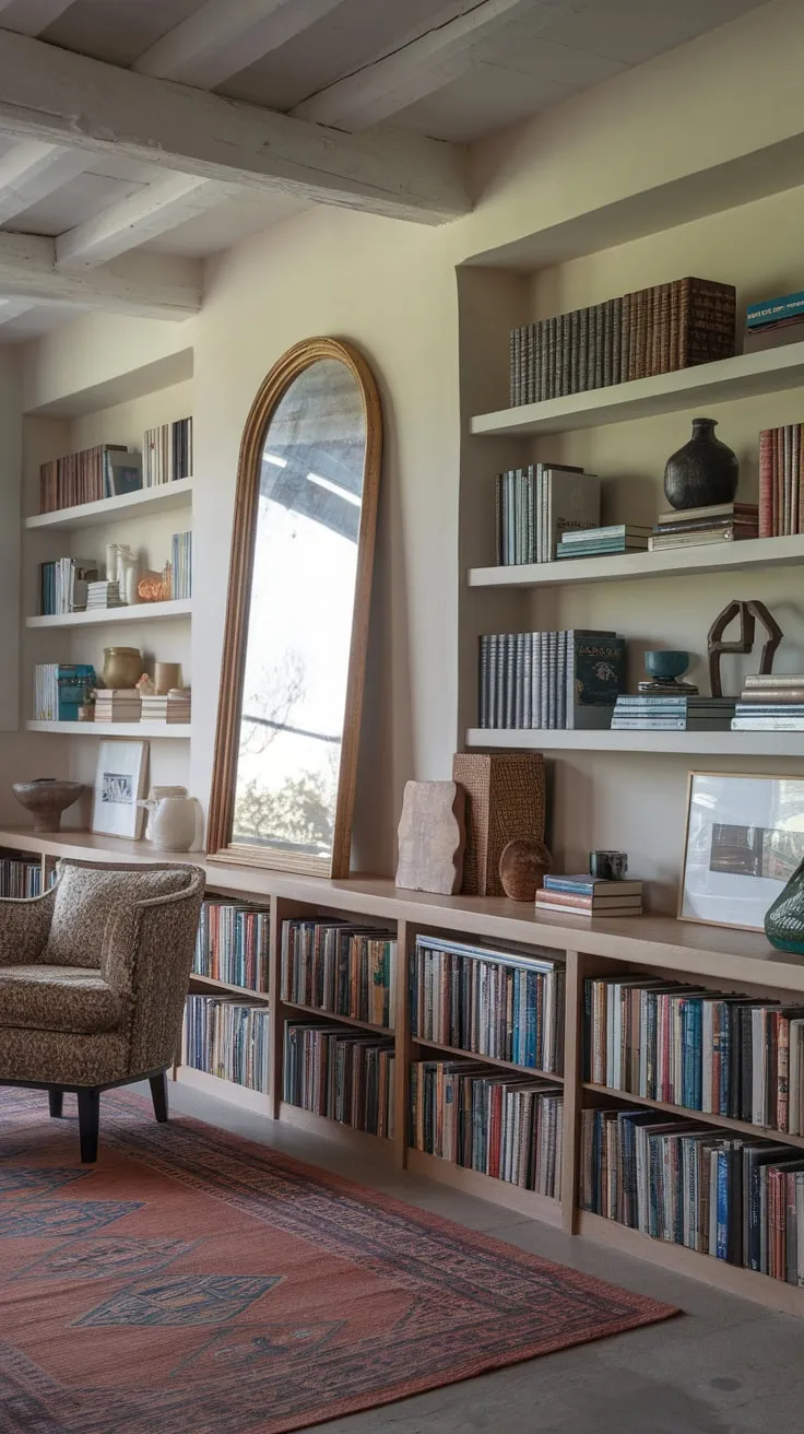 Books, beams, and blissful relaxation: my library living room.