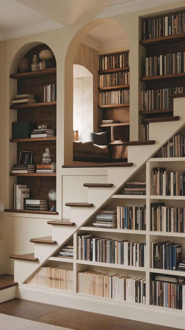 Where rustic charm meets modern reading bliss in my library nook.