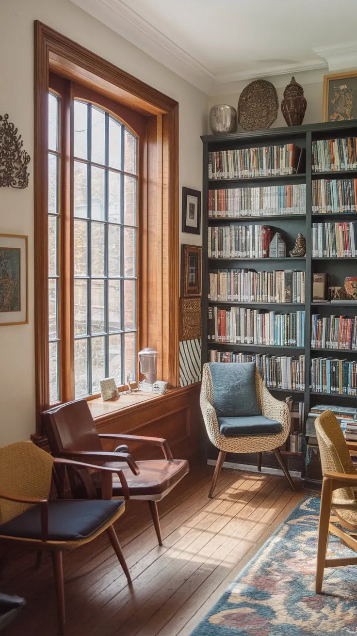 Sunlight streams into my library sunroom, turning bookshelves into gilded cages of knowledge.