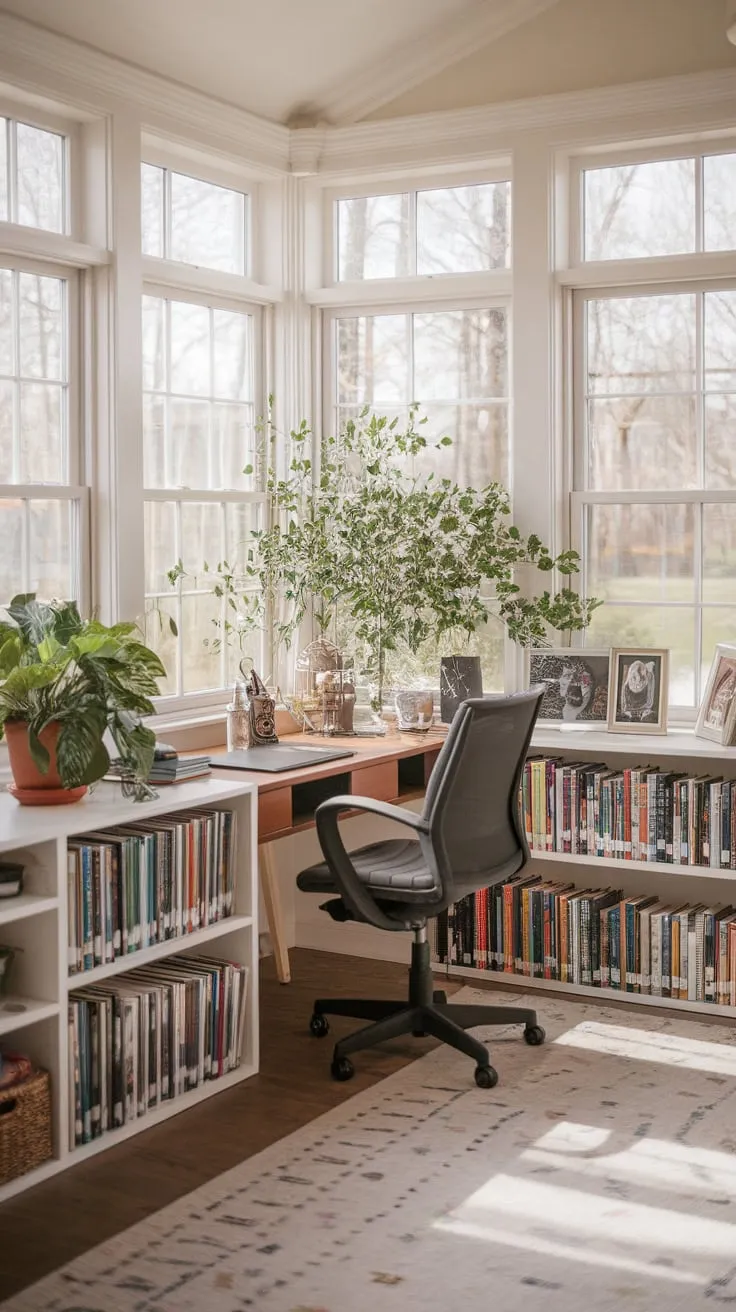 My library's sunroom: where books and sunshine collide.