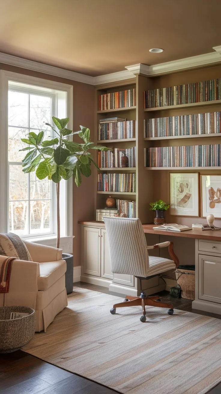Sun-drenched pages and quiet contemplation: my library sunroom office.