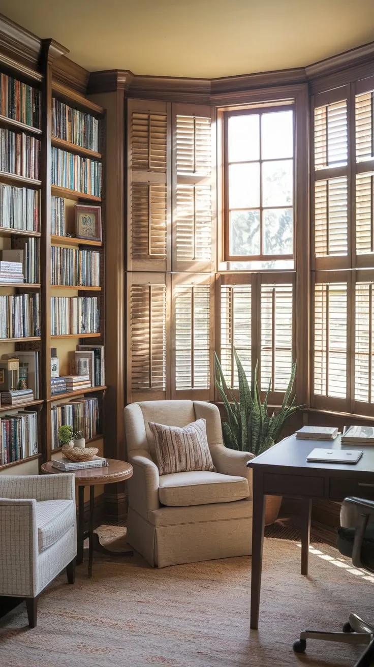Sun-drenched pages and quiet contemplation: my library sunroom office.