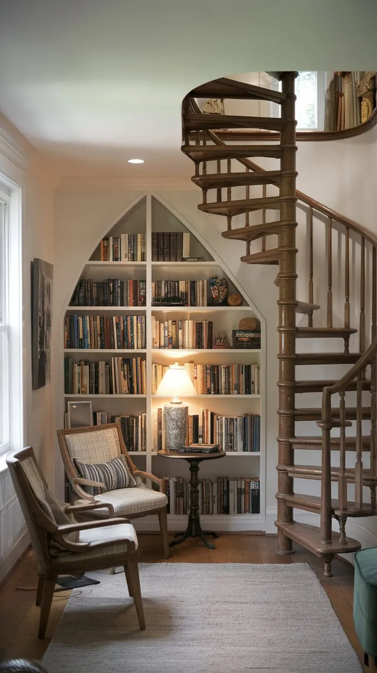 Hidden haven: books, stairs, and endless adventures.