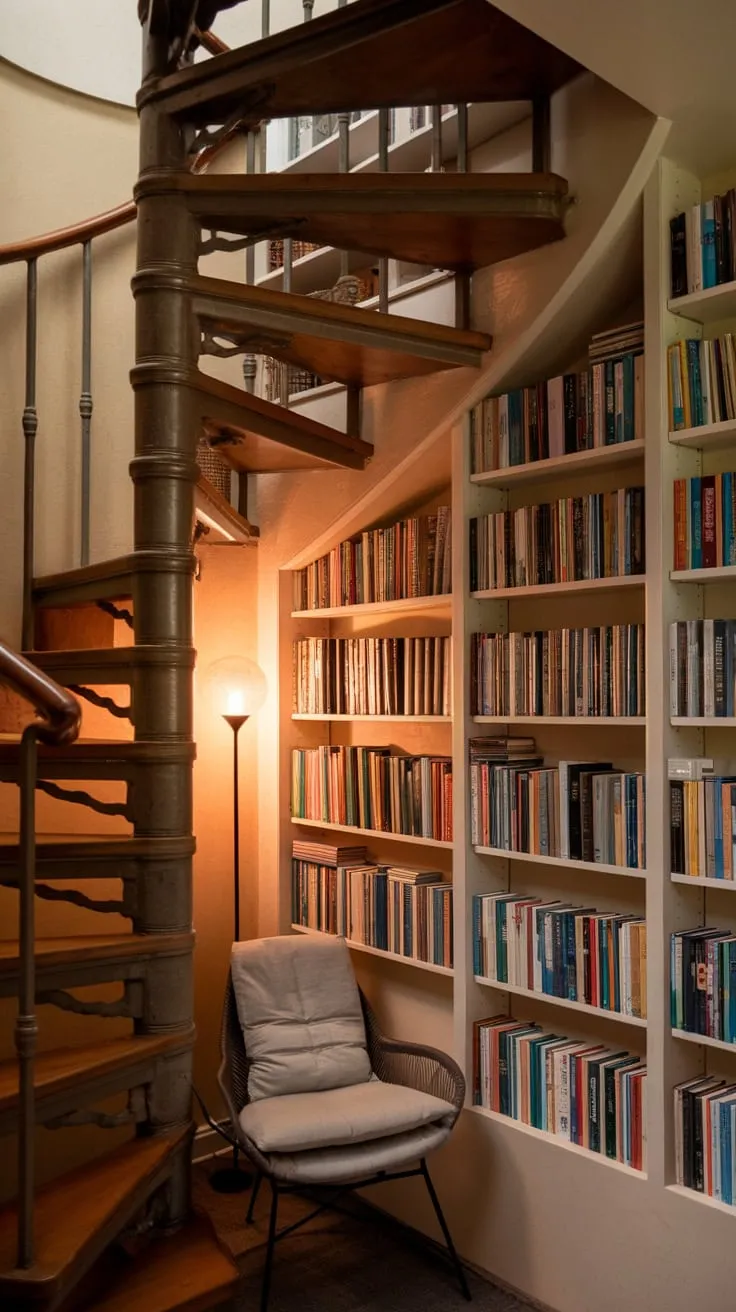 My library under the stairs: where stories unfold, one cozy page at a time.
