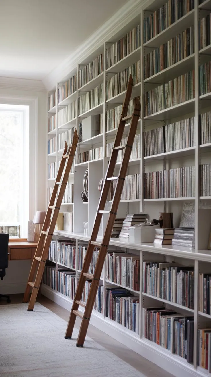 A library wall: where dreams are shelved and adventures are found.