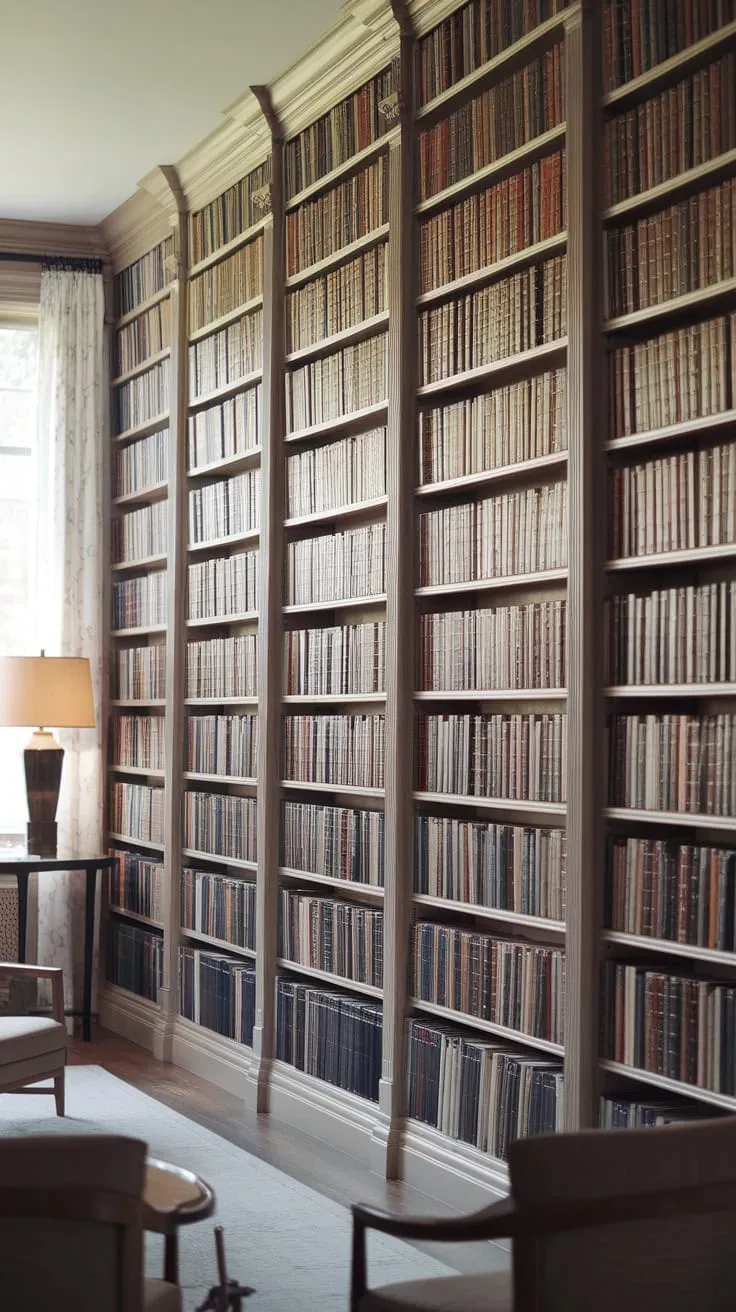 A library wall, a world within.
