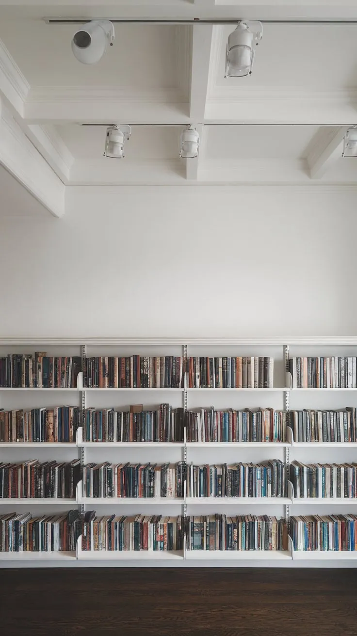 A library wall: my happy place, book-lined and bright.