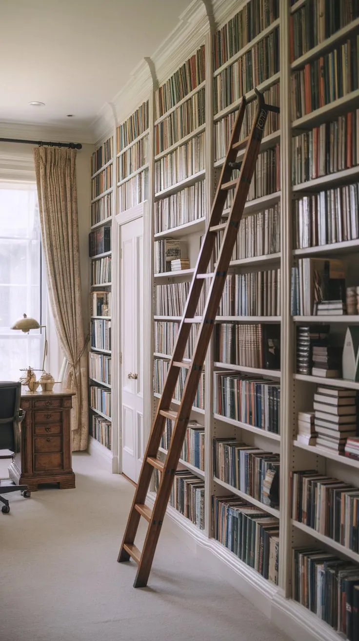 My library wall: where stories climb the ladder to reach new heights.