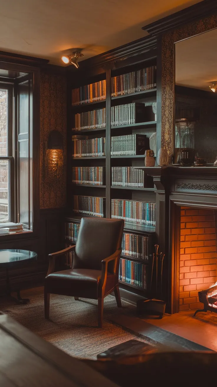 Lost in the pages, warmed by the fire.