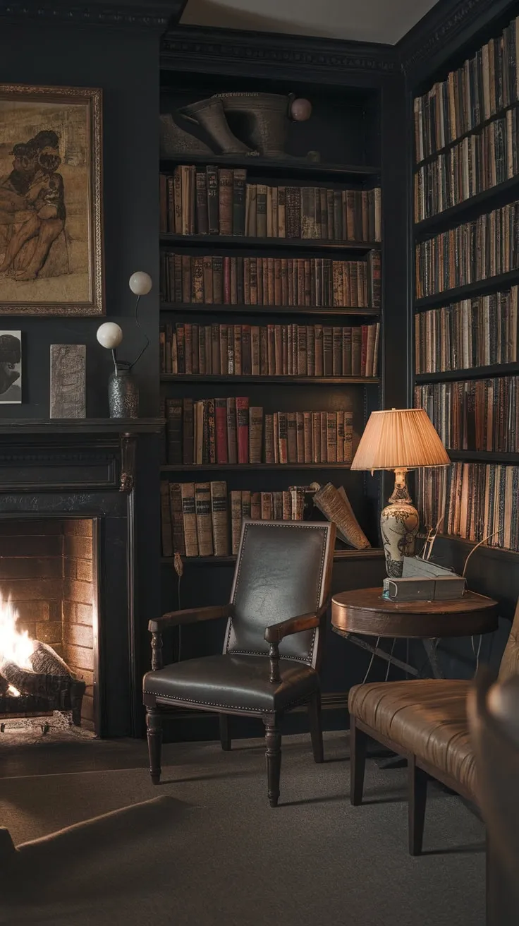 Lost in the pages, warmed by the fire.