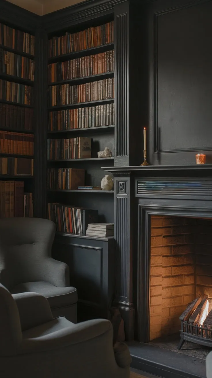 Lost in the pages, warmed by the flames.