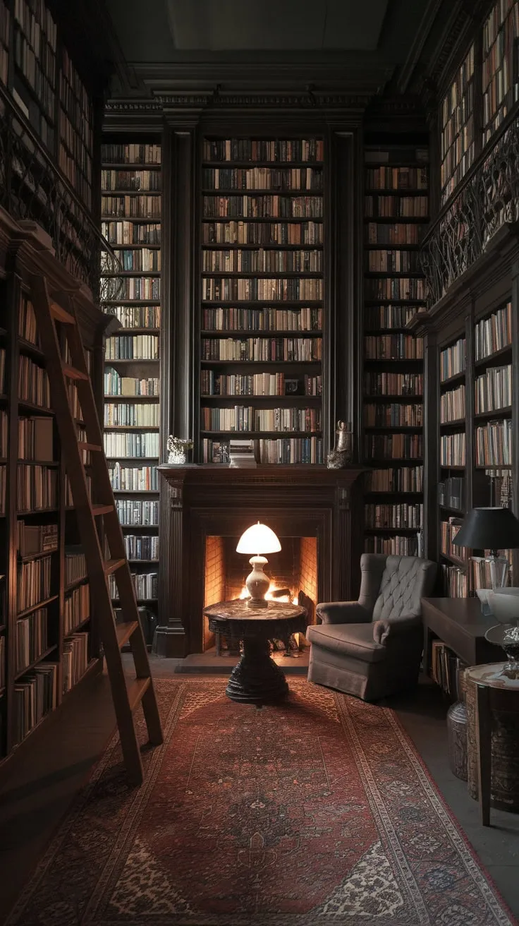Lost in the pages, warmed by the fire.