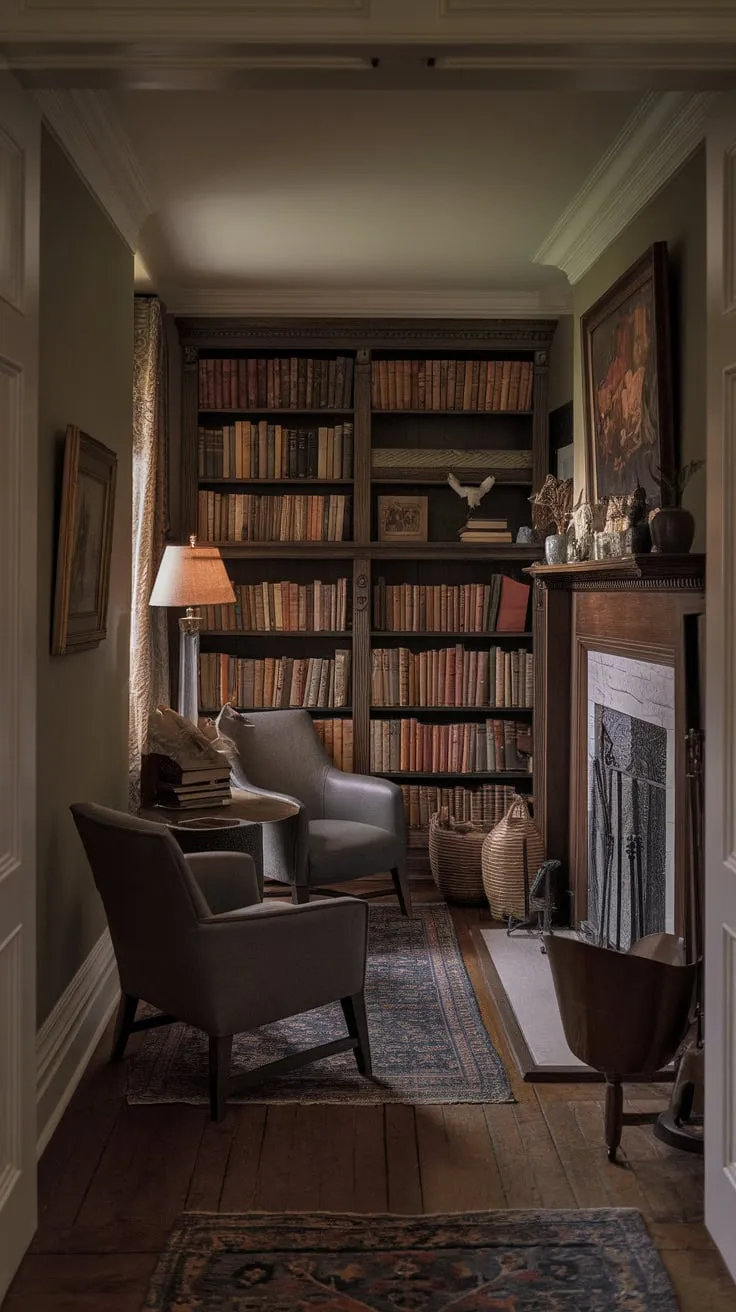 Fireside reading: the perfect blend of comfort and knowledge.