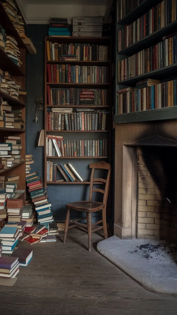 Lost in the pages, warmed by the embers.