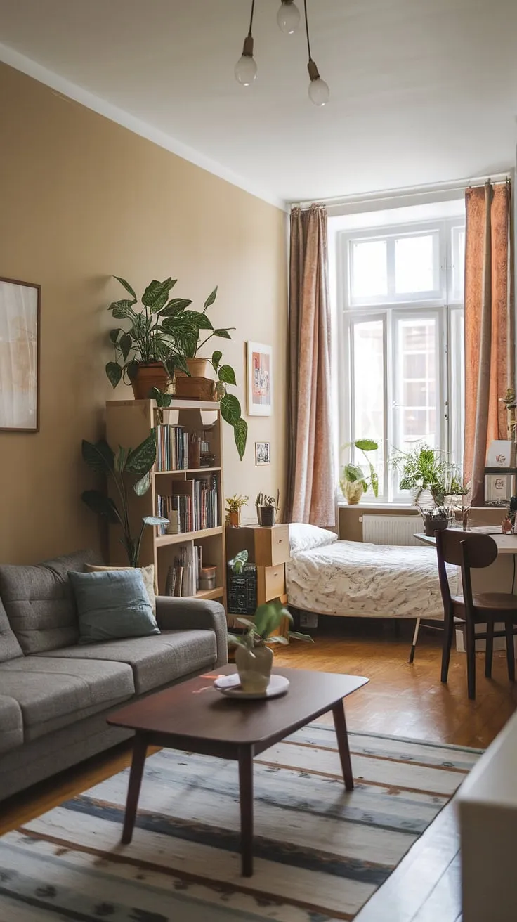 Maximize space and style with this cleverly designed living room bedroom combo, perfect as a guest bedroom office combo or a multipurpose home office. The ultimate in flexible living.
