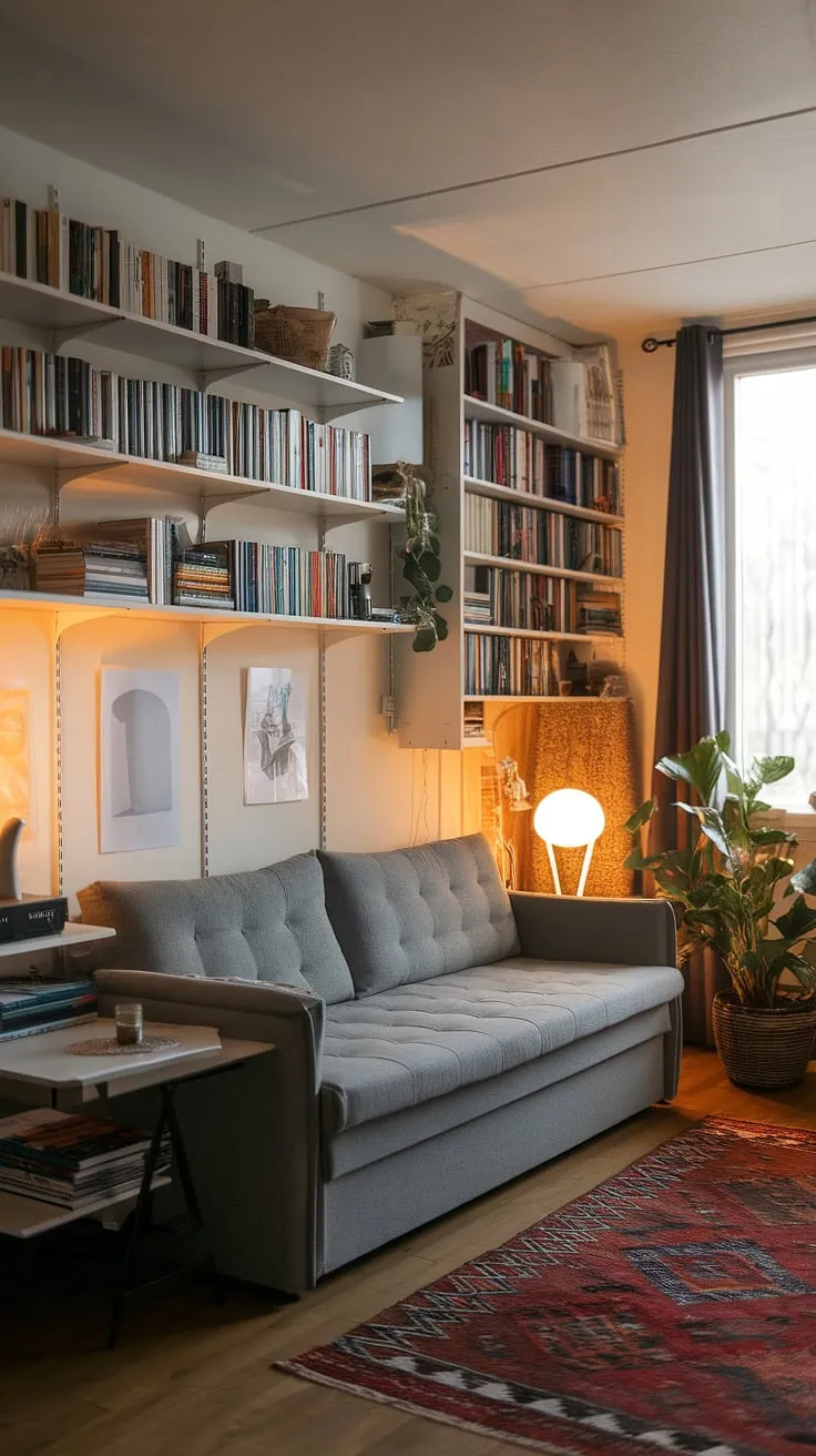 Maximize space and style with this ingenious living room bedroom combo. Ideal as a bedroom office combo, guest bedroom office, or even an office and guest room, this design proves that small spaces can be incredibly versatile.