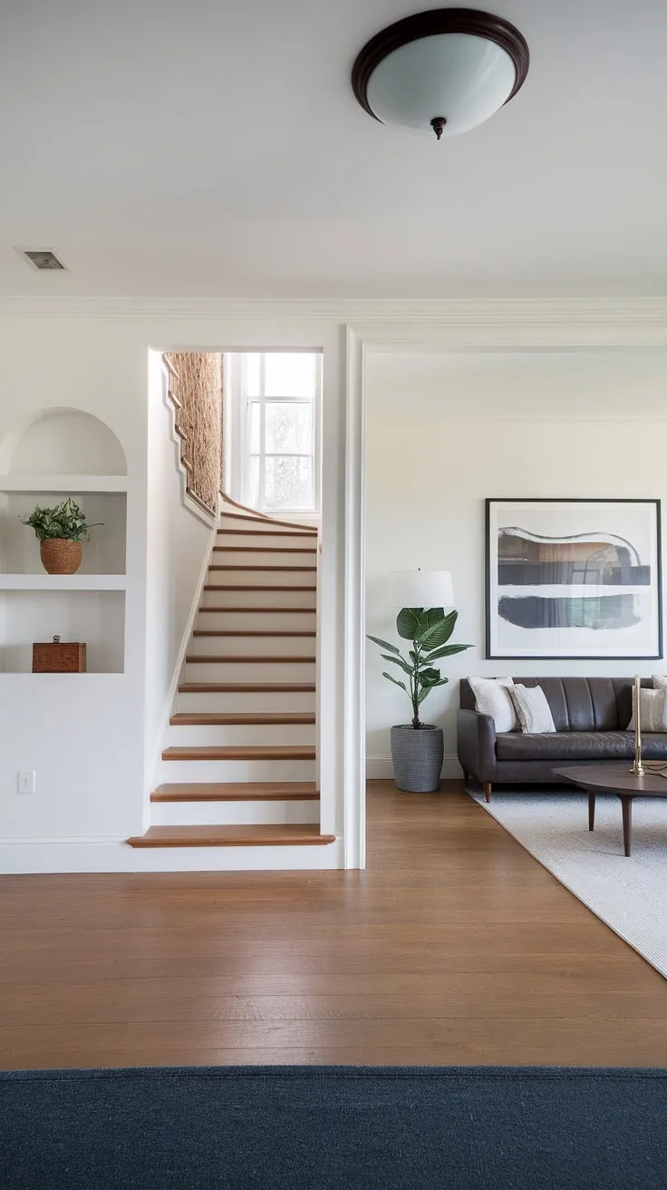 Effortless elegance defines this living room entrance. The entry hallway ideas and sleek entryway ideas create a welcoming atmosphere in this modern house entrance.