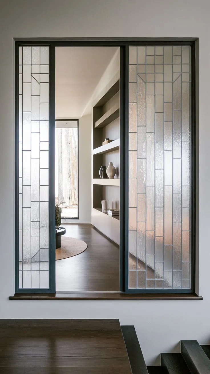 Modern house entrance perfection. Sleek entryway ideas meet functionality in this living room entrance, showcasing clever entry hallway ideas and a minimalist aesthetic.