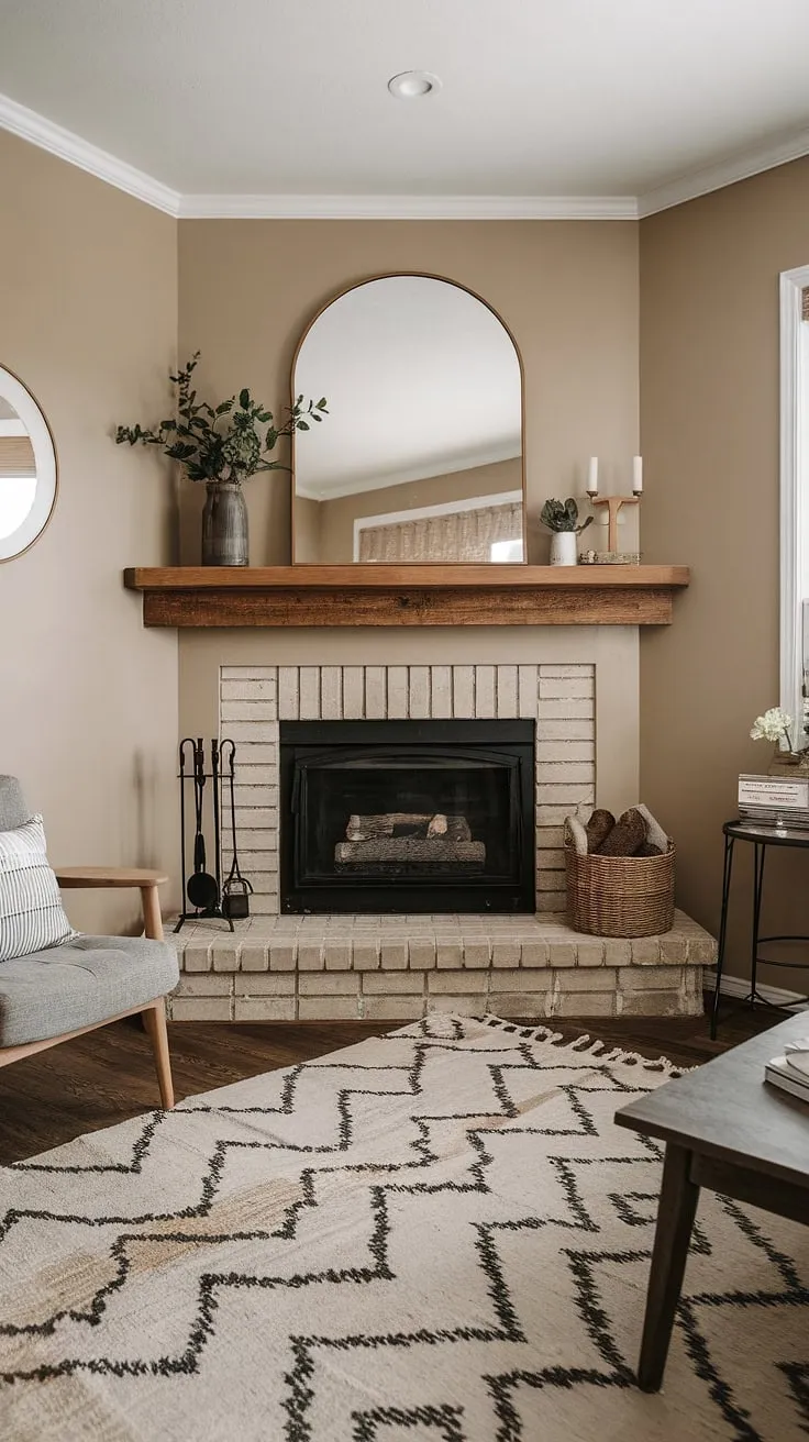 Cozy nights and warm gatherings are made for this stunning corner fireplace, the heart of our modern farmhouse living room.  The fireplace remodel truly transformed the space, creating a focal point that perfectly blends rustic charm with contemporary style.