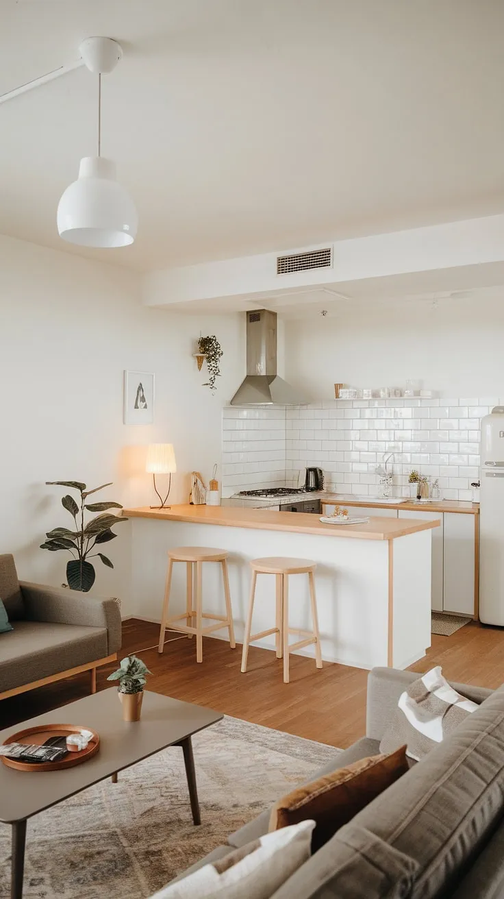 This open plan kitchen dining and living room showcases the beauty of minimalist interior design.  Every element is carefully considered, creating a space that's both stylish and incredibly inviting – a true dream house interior that's brimming with decoration inspiration.