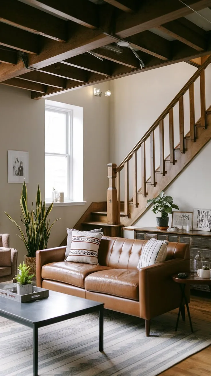 This quarter garage loft apartment proves that even the smallest spaces can be stunning.  The exposed wooden beams and clever use of space transform this garage renovation into a cozy and inviting living room, showcasing the potential of garage plans and garage loft conversions.  Imagine the possibilities with carriage house garage designs or even a carriage house plans for a larger guest house addition, complete with a porte cochere.