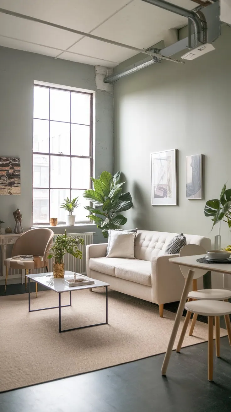 This living room quarter garage proves that even a small space can feel expansive. Clever design transforms this garage loft apartment into a stylish and functional home, showcasing the potential of garage plans and garage renovation.