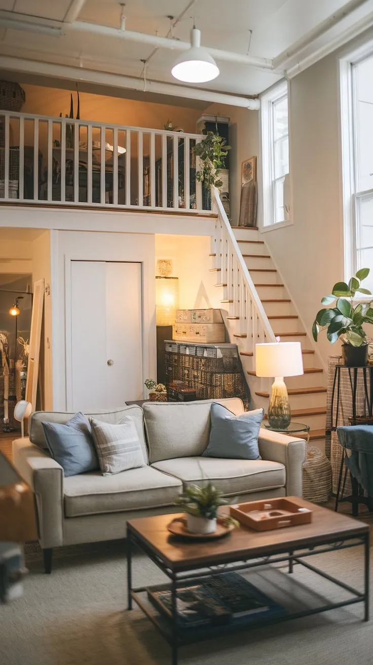 From garage to gorgeous: This living room quarter garage proves that even a small garage loft apartment can be stylish and comfortable. Explore garage loft ideas and garage addition possibilities; even a porte cochere could complement this design.