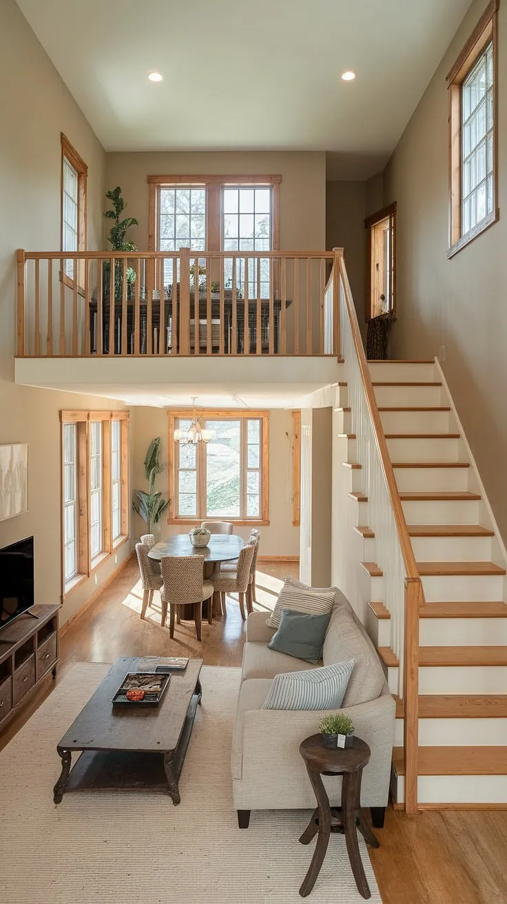 This loft garage is the epitome of barndominium garage ideas. The spacious lounge garage boasts ample natural light, creating the perfect garage loft interior for a comfortable garage rec room. Explore upstairs garage ideas and transform your extra garage space into a dream RV garage loft.