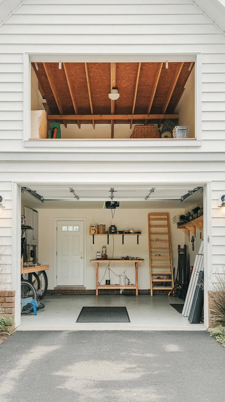 Transform your extra space! This loft garage interior showcases clever barndominium garage ideas, creating a stunning garage rec room and functional garage shop loft. Explore upstairs garage ideas and discover the possibilities of a lounge garage.
