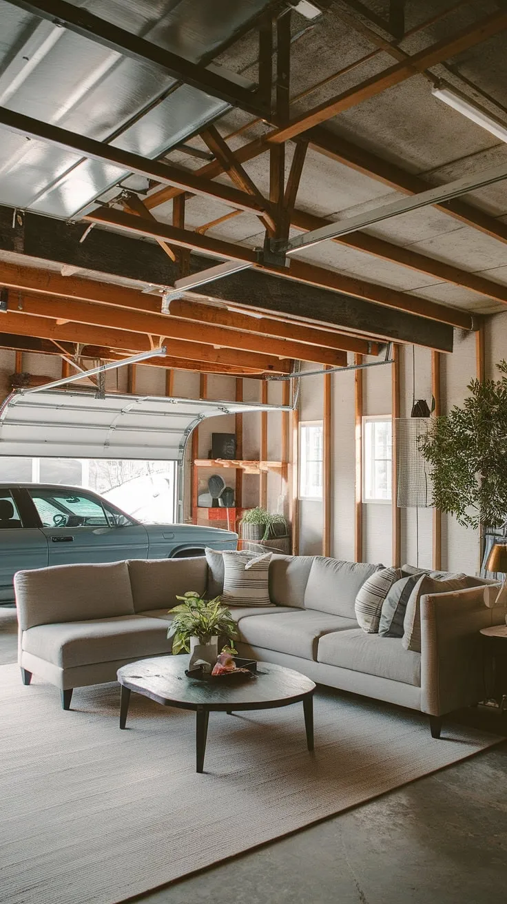 Imagine unwinding in this cozy garage rec room, a testament to creative loft garage design.  This barndominium garage loft boasts a sophisticated lounge garage atmosphere, blending rustic exposed beams with modern comfort.  The perfect blend of garage shop loft functionality and relaxing retreat, this space offers endless extra garage ideas for maximizing your property.  Consider this rv garage loft inspiration for your own unique barndominium garage ideas and upstairs garage ideas.