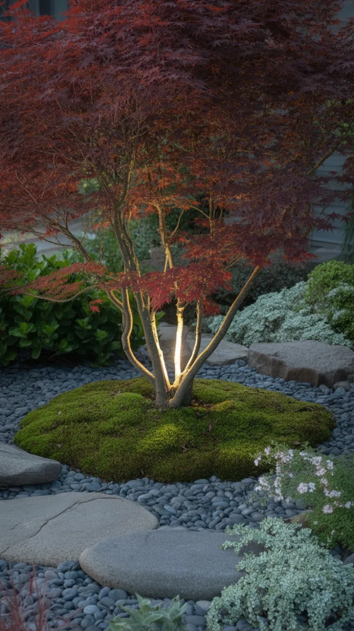Crimson Maple Sanctuary Bathed in Afternoon Light