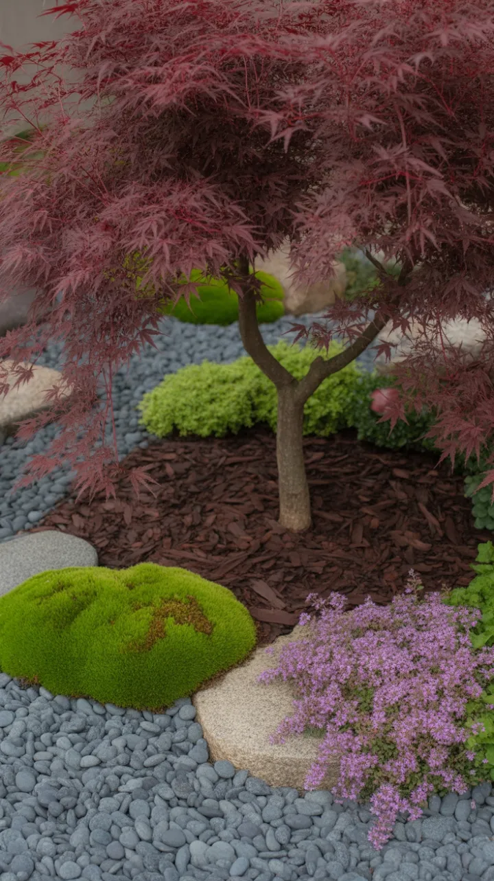 Crimson Maple Sanctuary of Moss, Stone and Thyme