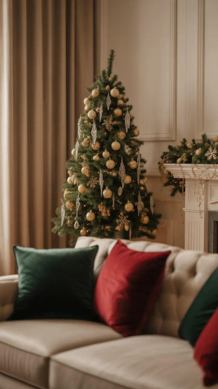 Velvet and Gold Christmas Elegance in a Boutique Apartment