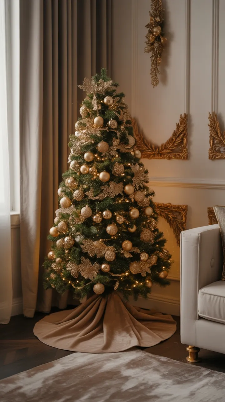 Gilded Christmas Corner of Velvet, Crystal, and Warm Light