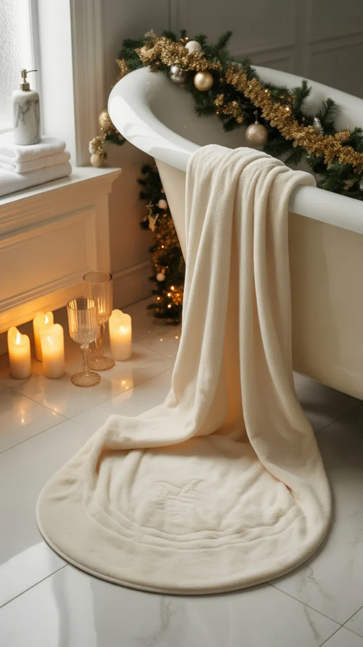 Ivory Velvet Christmas Bath with Gold and Crystal Glow