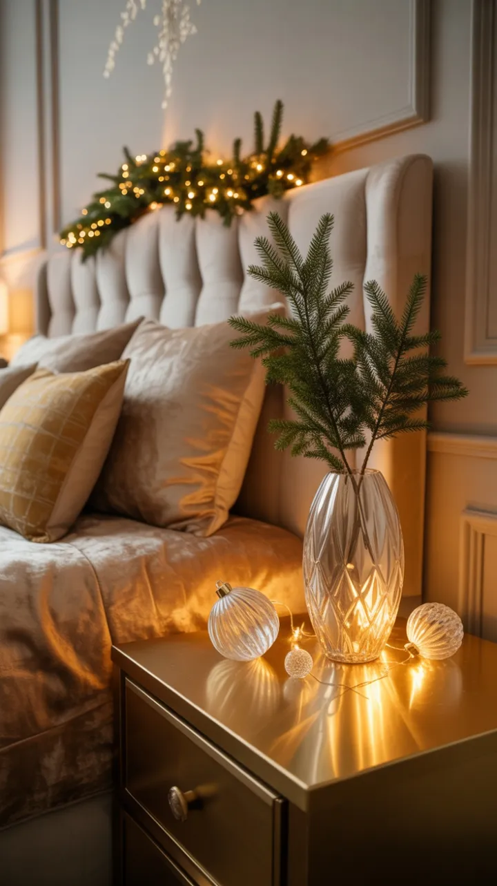 Velvet and Gold Christmas Retreat by the Fireplace