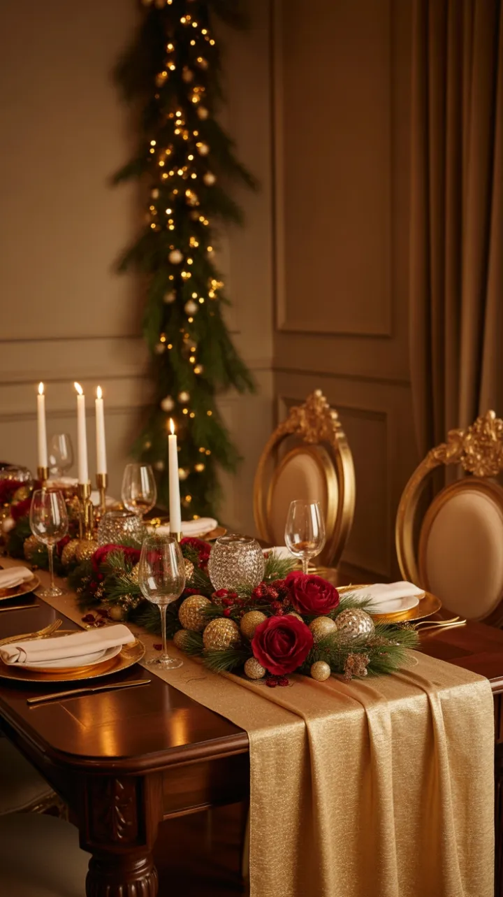 Gilded Christmas Feast Bathed in Candlelight